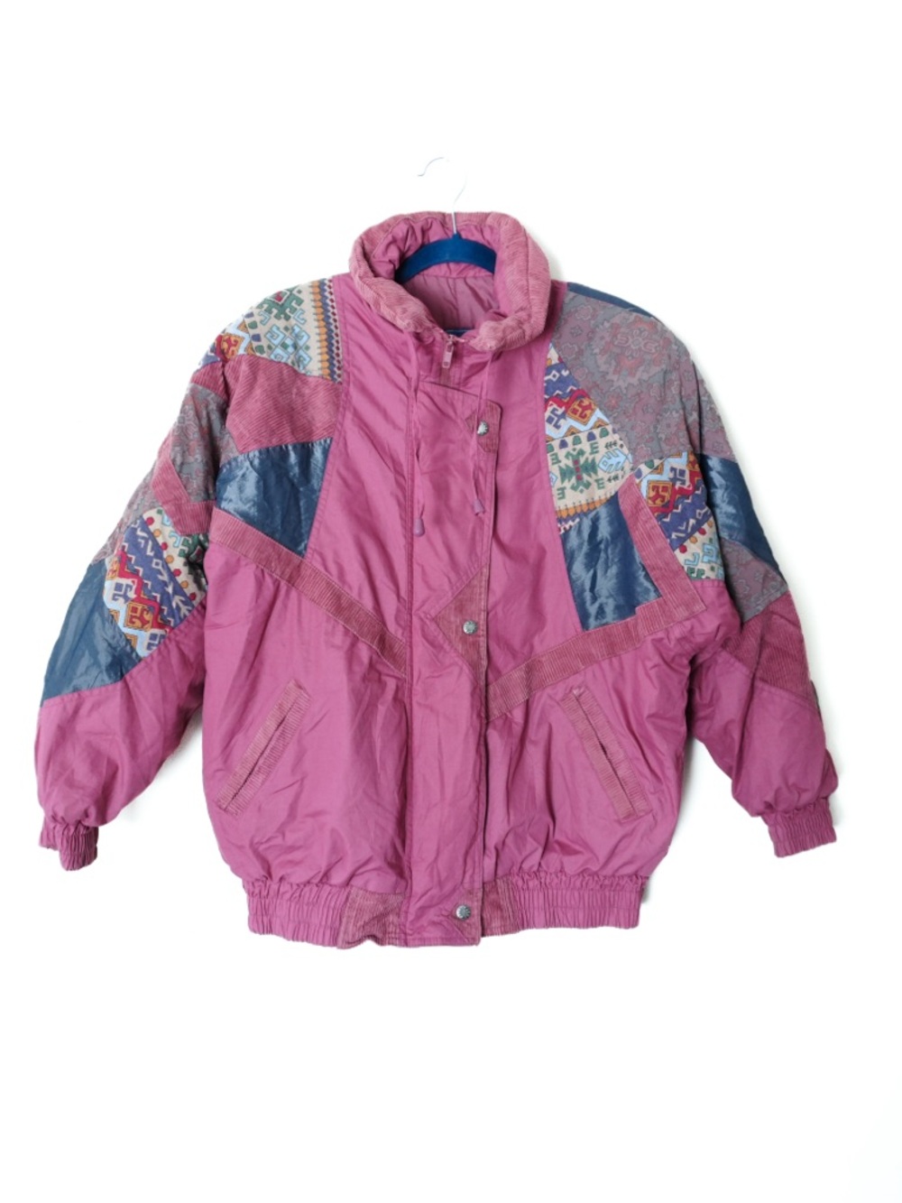 Innovations by Izzi Tribal Quilted Patchwork Bomber Winter 90s Style Jacket